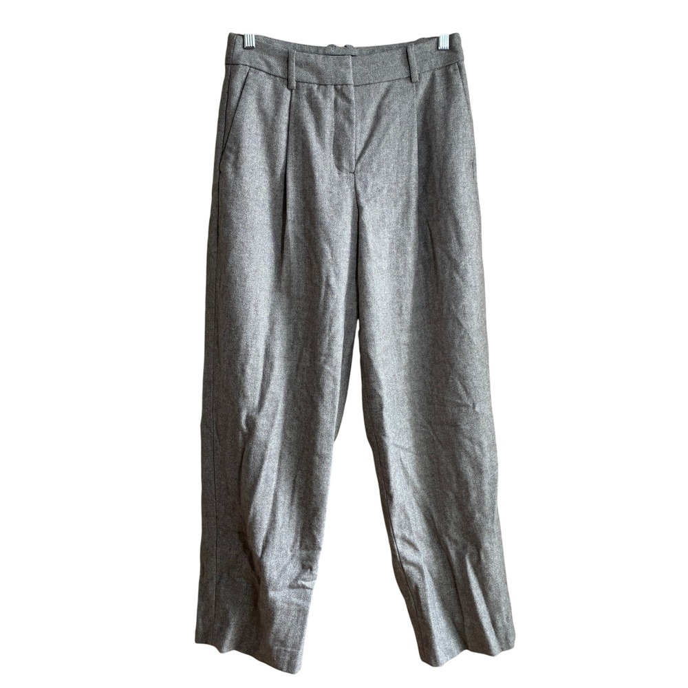 Banana Republic High-Rise Straight Pants 2 Brown Herringbone Womens Wool Blend